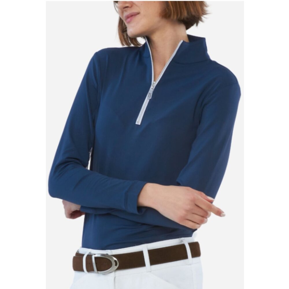 The Tailored Sportsman Navy Long Sleeve Zip Quarter Mock Top
